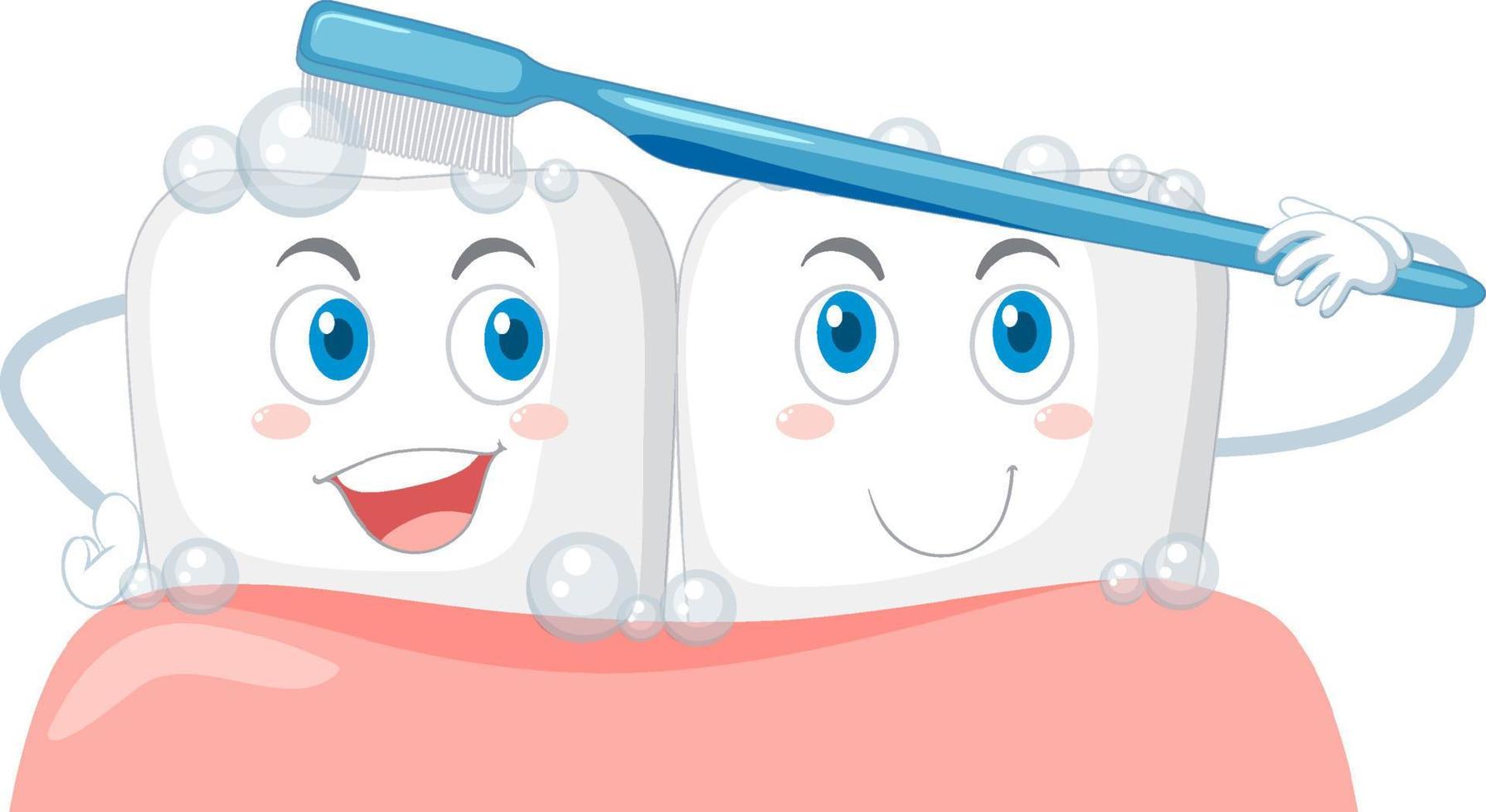 Happy teeth brushing itself  on white background vector