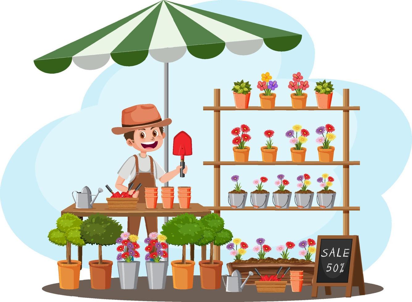 Flea market concept with garden shop vector