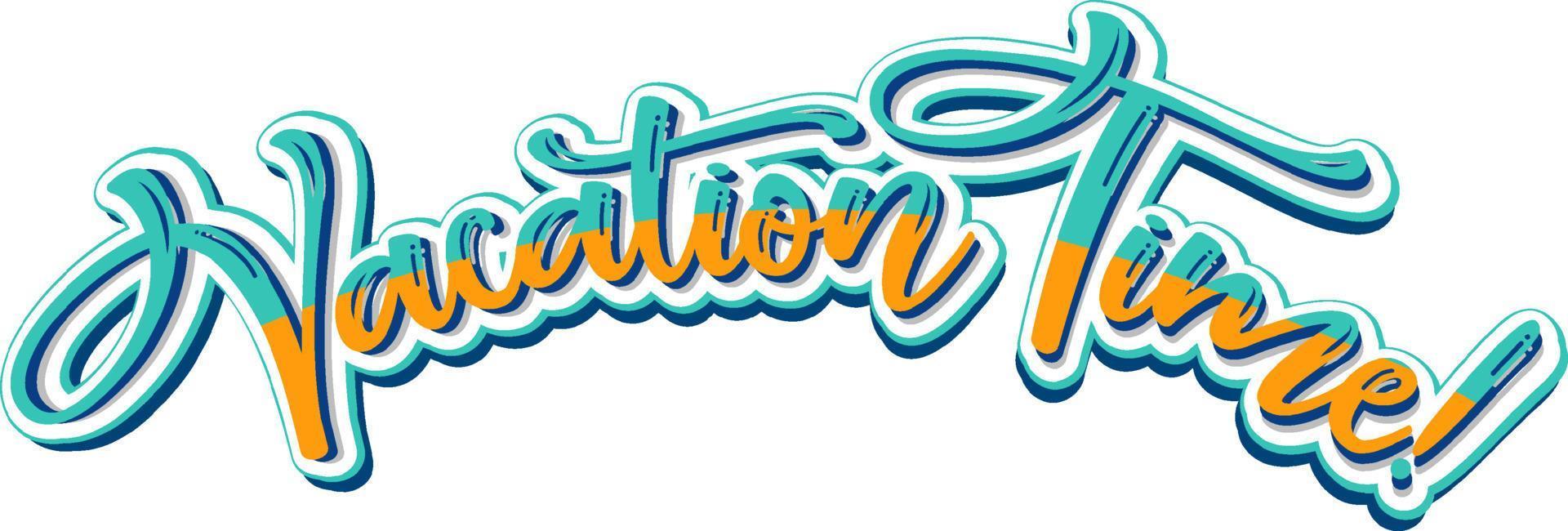 Vacation time text icon on white background vector