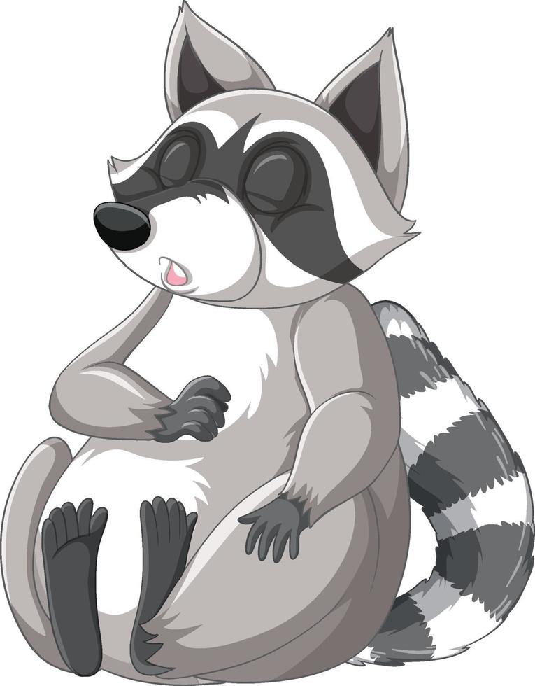 Cute cartoon raccoon sleeping on white background vector