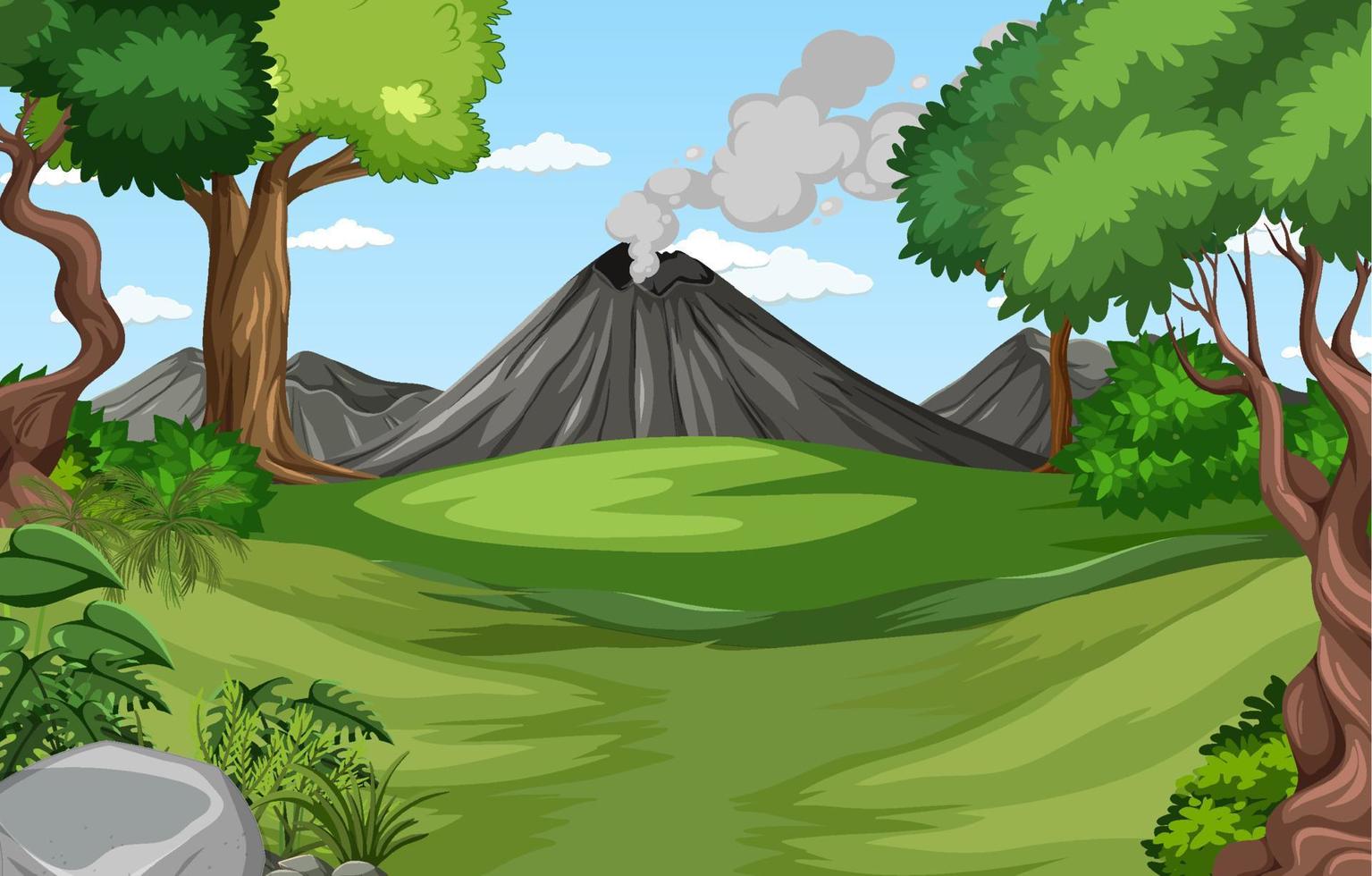 Prehistoric forest scene background vector