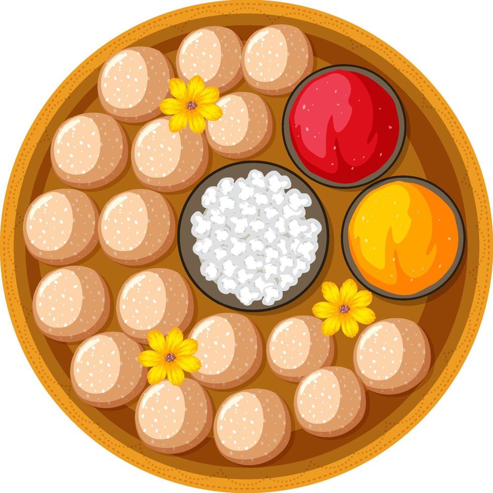 Indian food on round plate vector