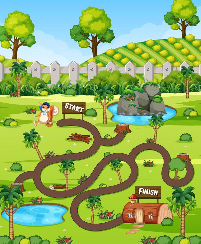 A squirrel maze games template vector