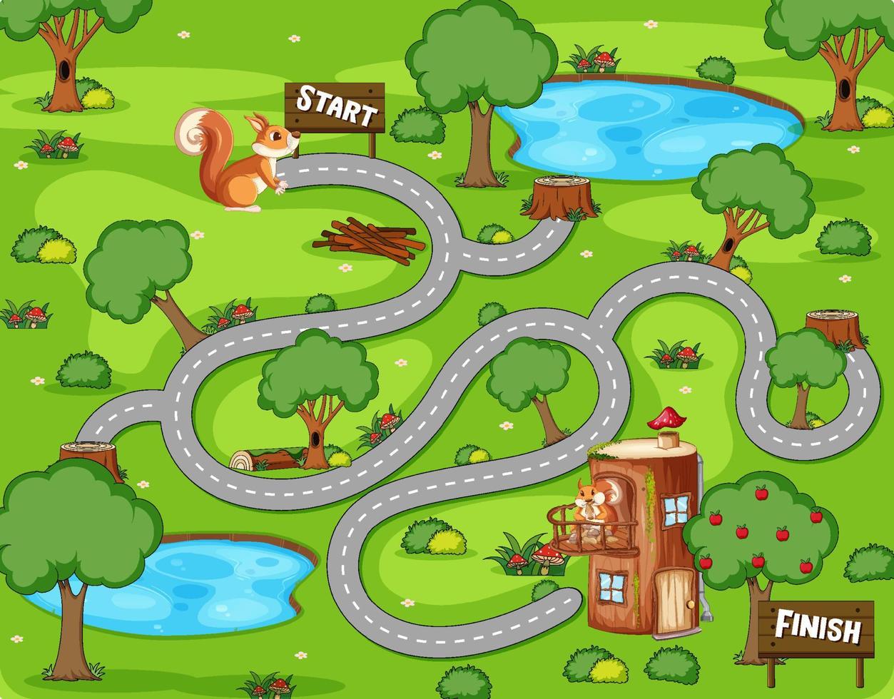 A squirrel maze games template vector