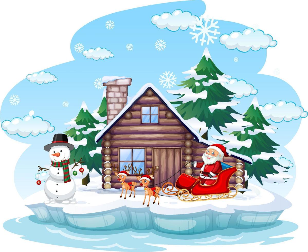 dia de nieve con santa claus en trineo vector