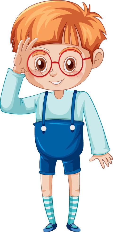 A cute boy standing on the floor  cartoon character on white background vector