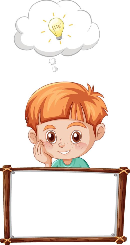 Board template with boy thinking vector