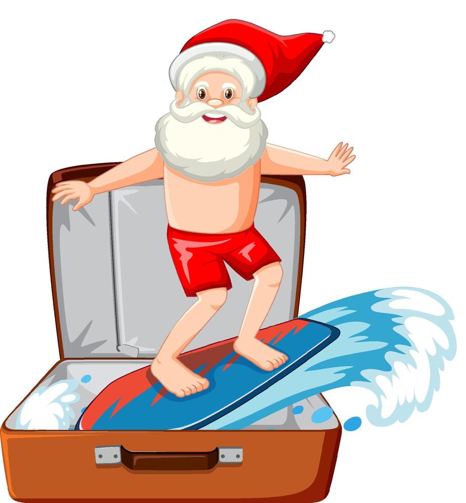 Christmas theme with Santa in a luggage on white background vector