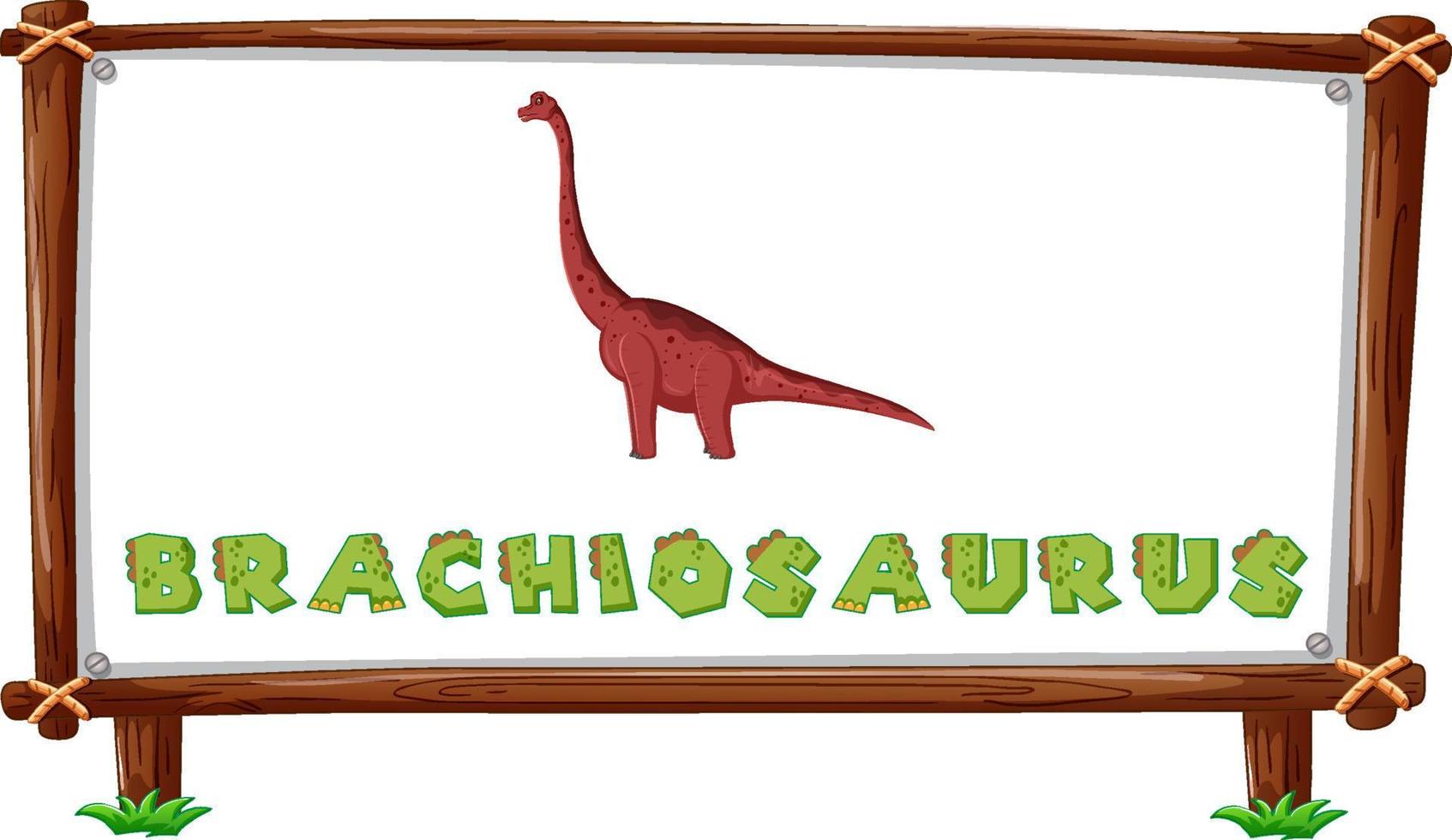 plantilla de marco con dinosaurios y diseño de braquiosaurio de texto dentro vector