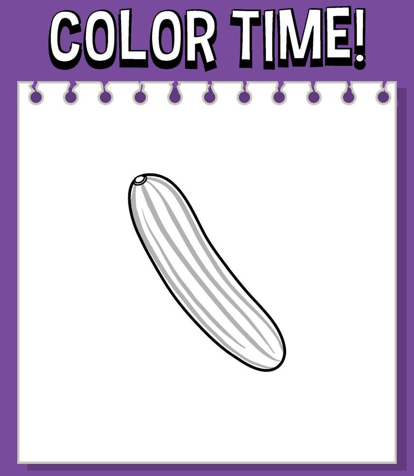 Worksheets template with color time text and cucumber outline 6591682  Vector Art at Vecteezy
