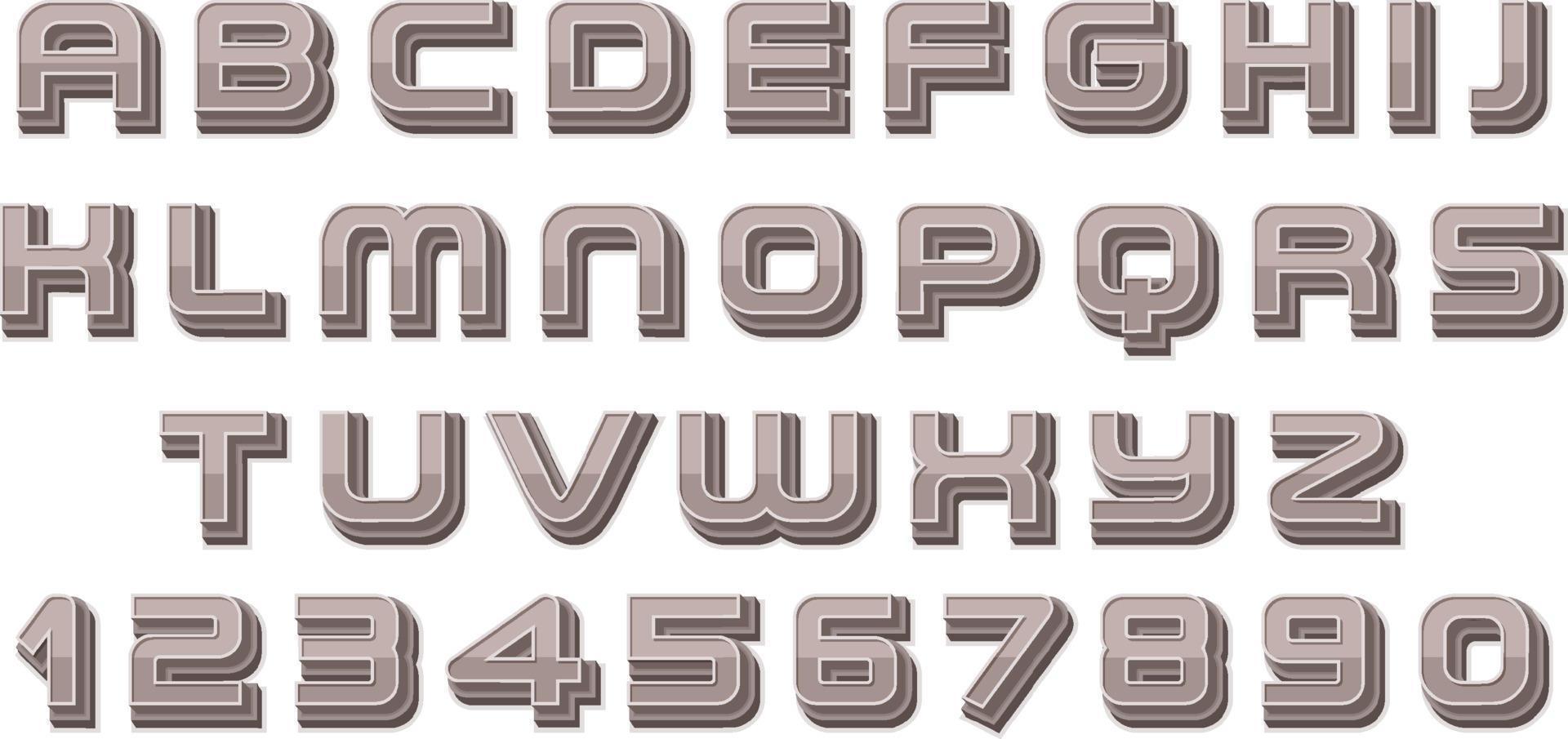 un conjunto de fuentes de espacio del alfabeto inglés sobre fondo blanco vector