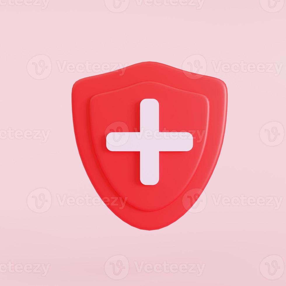 Icon cartoon, concept protection plus, insurance, 3D illustration photo