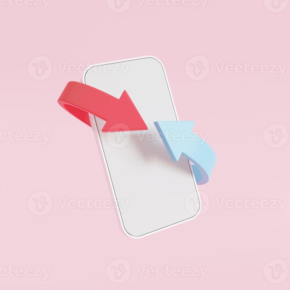 Exchange, money payment transfer money system online concept. into application Internet banking on smartphones, copy space, 3D render illustration photo