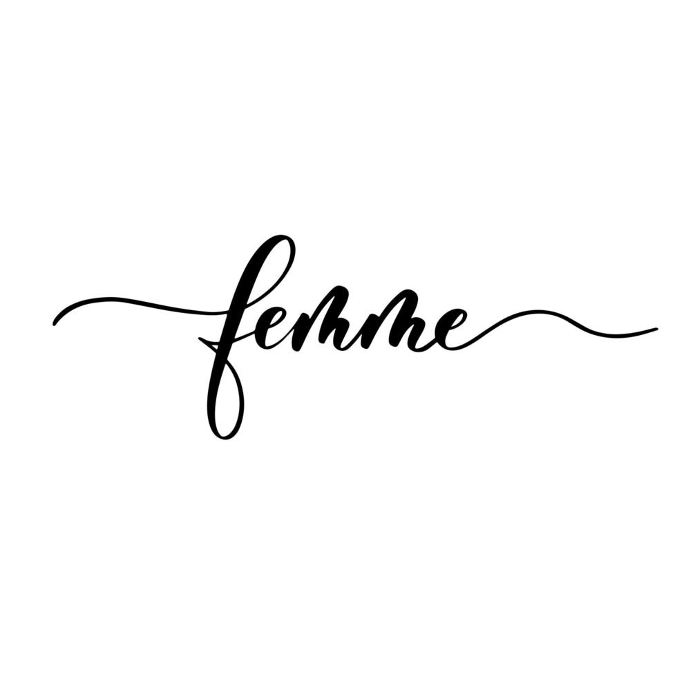 Femme - hand lettering inscription for product packaging, labeling, t shird design. vector