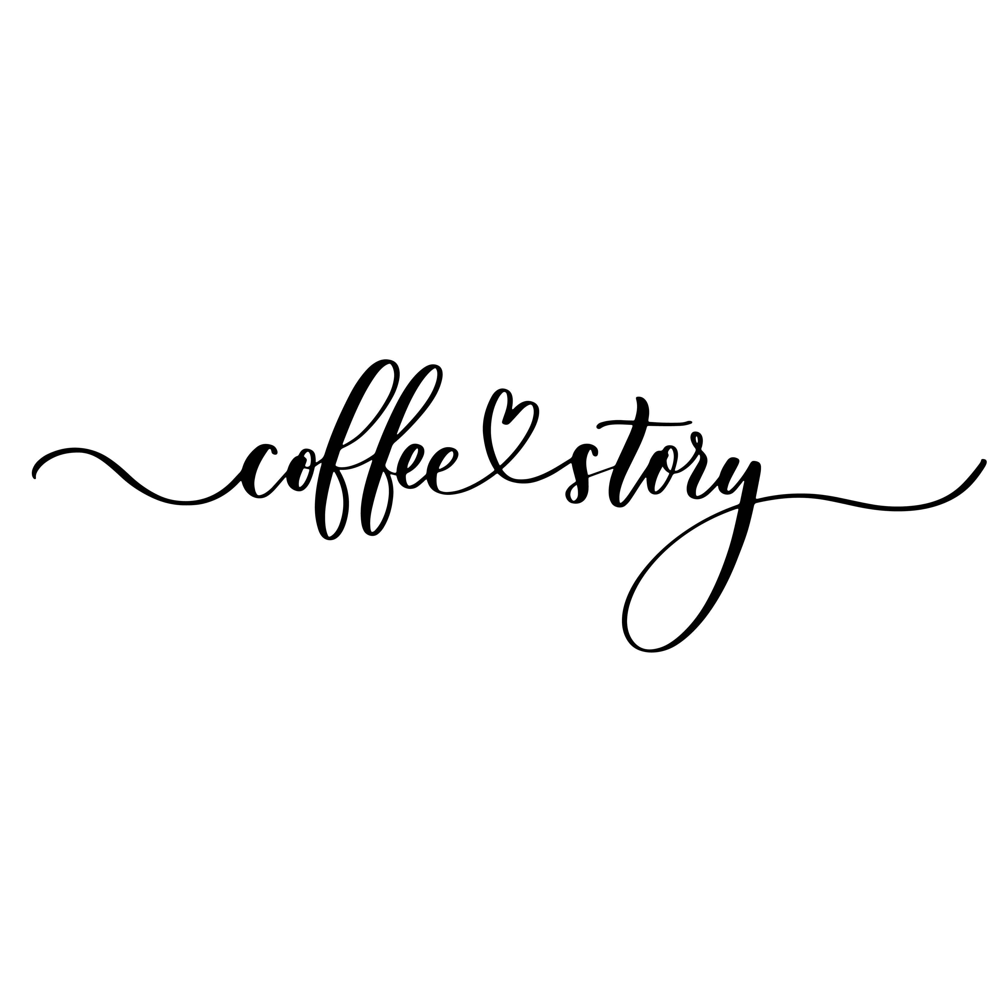 Coffee story hand lettering inscription for product packaging and