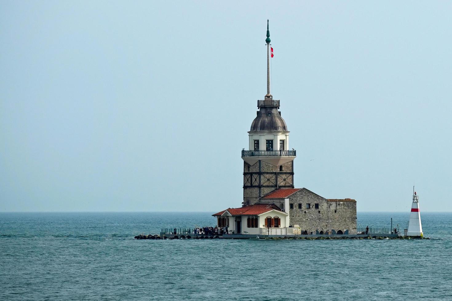 ISTANBUL, TURKEY, 2018  -  View of Maiden's Tower in the Bosphorus in Istanbul Turkey on May 24, 2018. Unidentified people photo