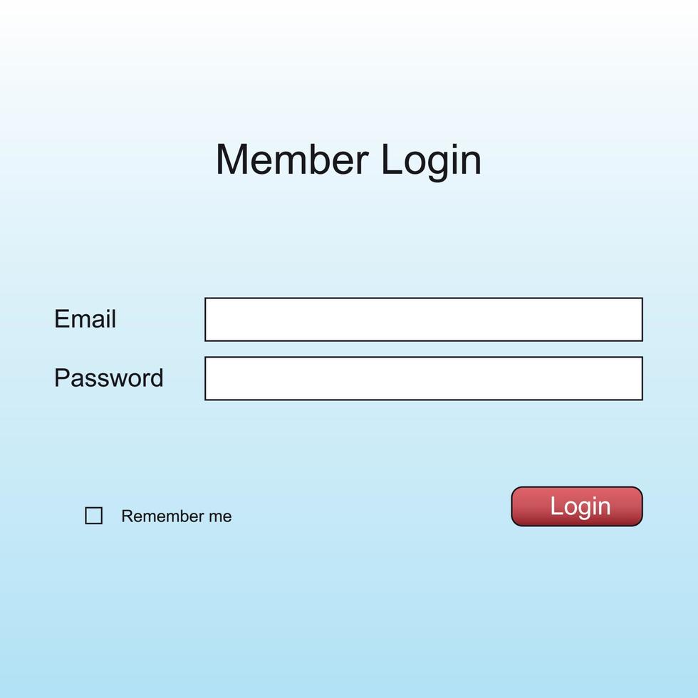 Member login form page blanc interface template for website for your design vector