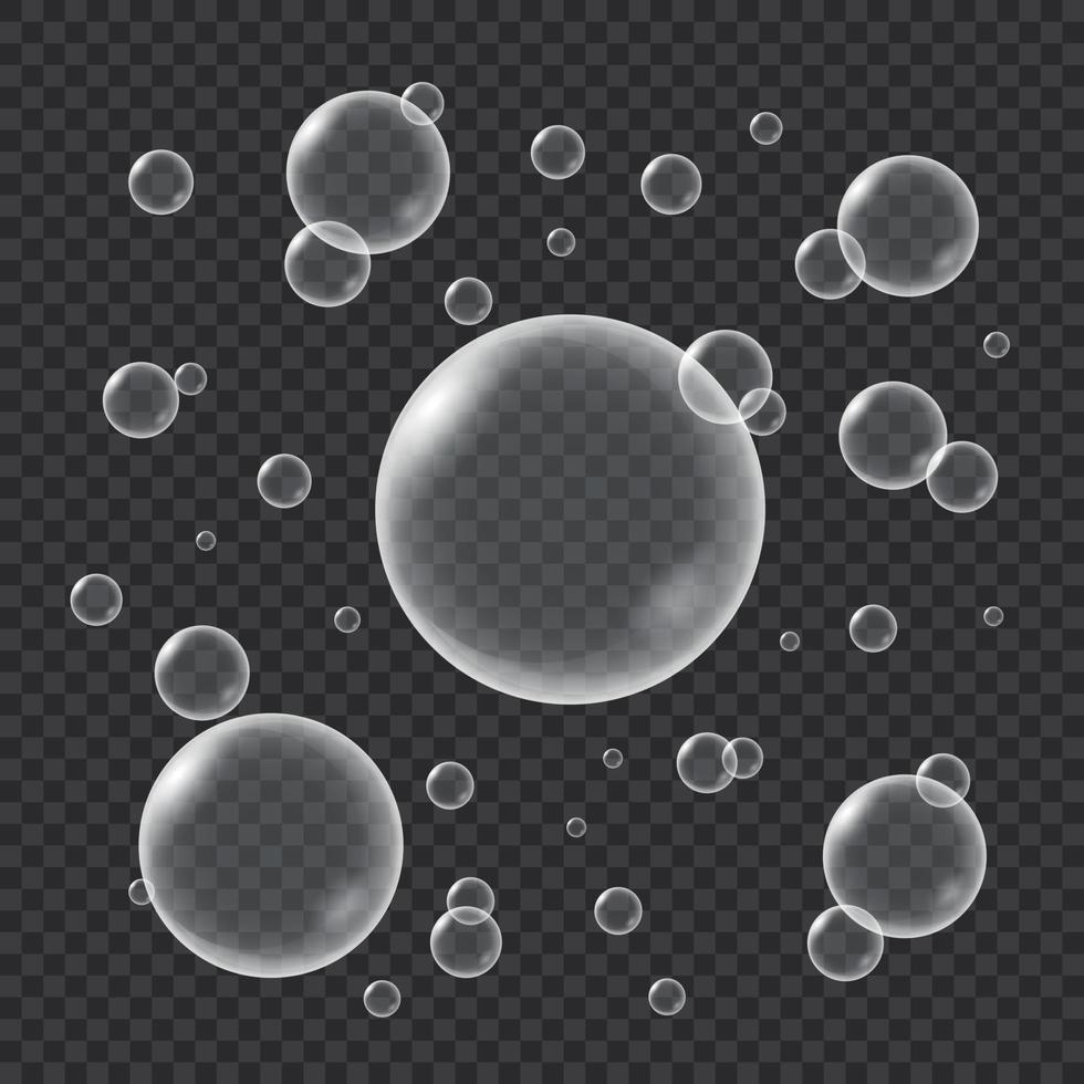 burbujas de agua realistas aisladas vector