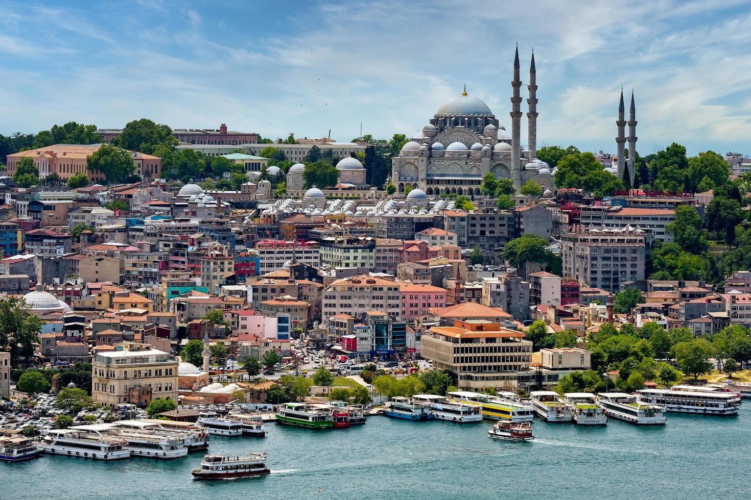 ISTANBUL, TURKEY, MAY 24, 2018-Buildings along the Bosphorus photo