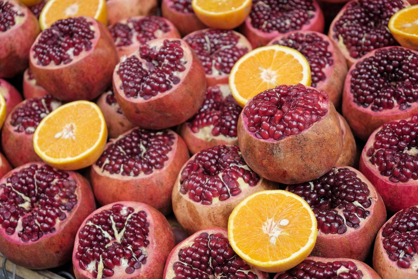 ISTANBUL, TURKEY, 2018  -  Pomegranates for sale in the Grand Bazaar in Istanbul Turkey on May 25, 2018 photo