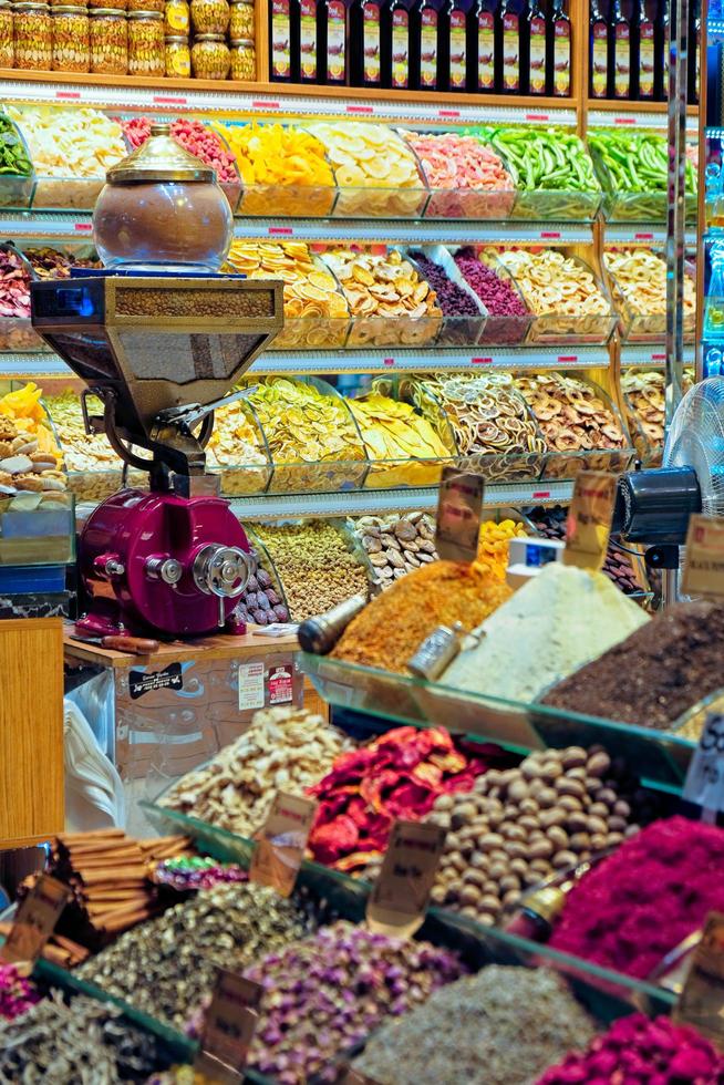 ISTANBUL, TURKEY, 2018  -  Spices for sale in the Spice Bazaar in Istanbul Turkey on May 25, 2018 photo