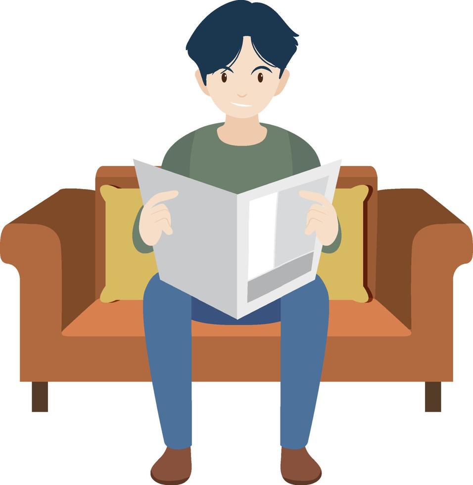 A man reading newspaper flat design vector