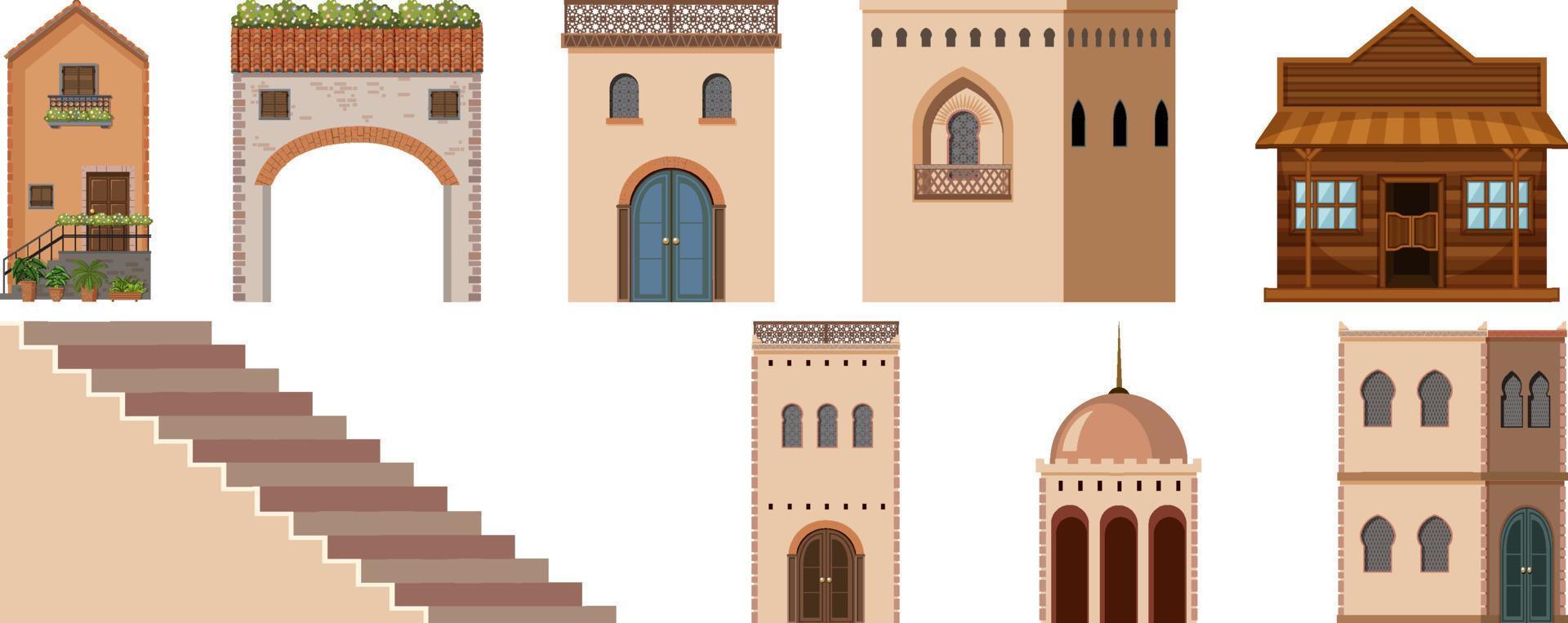 Different designs of buildings vector