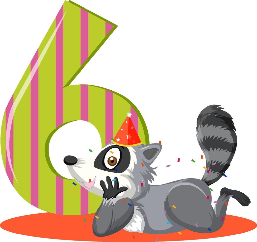 Raccoon holding the number cartoon character isolated on white background vector