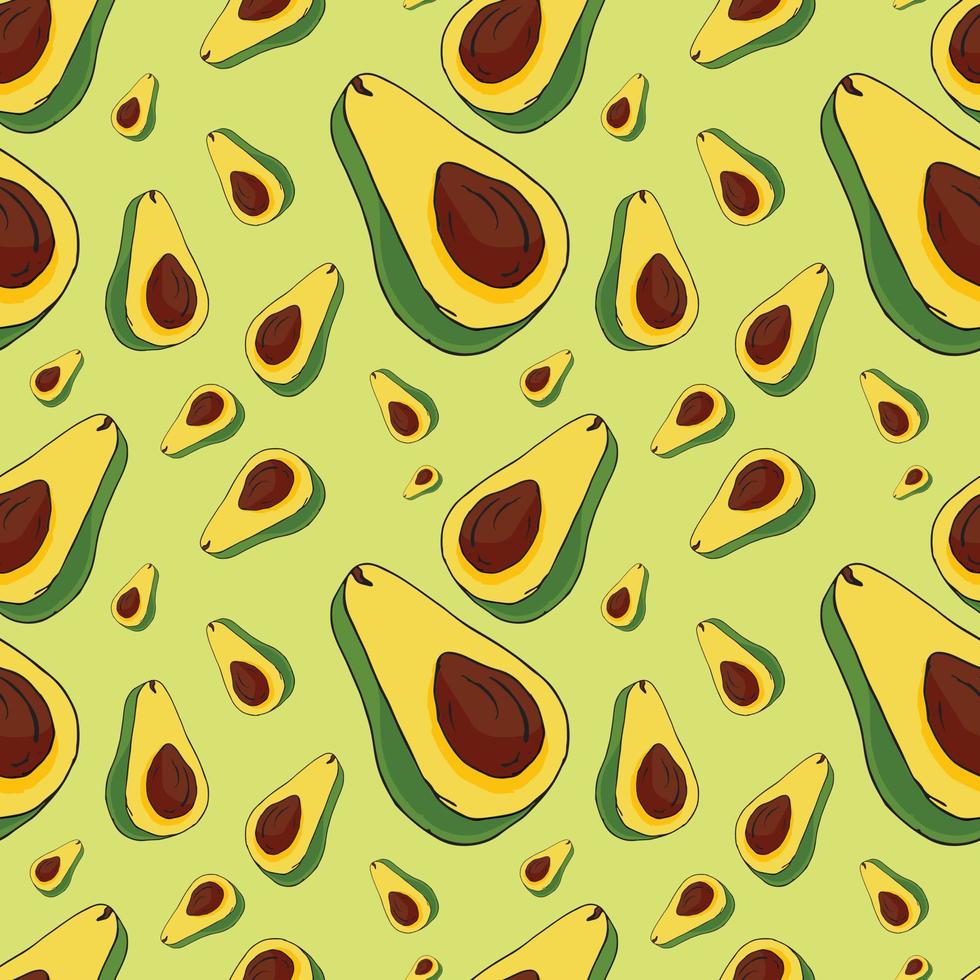 Seamless background with ripe avocado vector