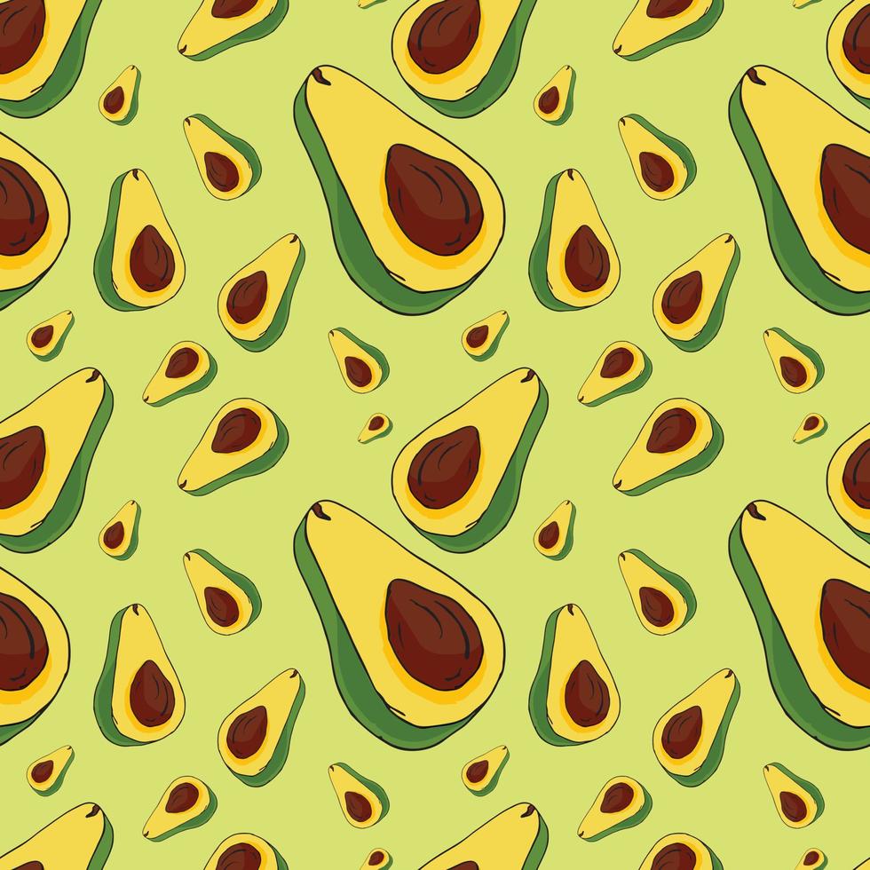 Seamless background with ripe avocado vector