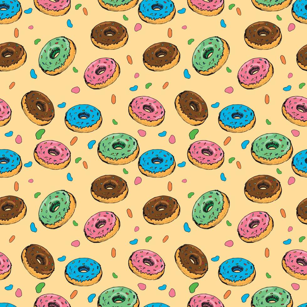 Seamless vector background with colorful donuts