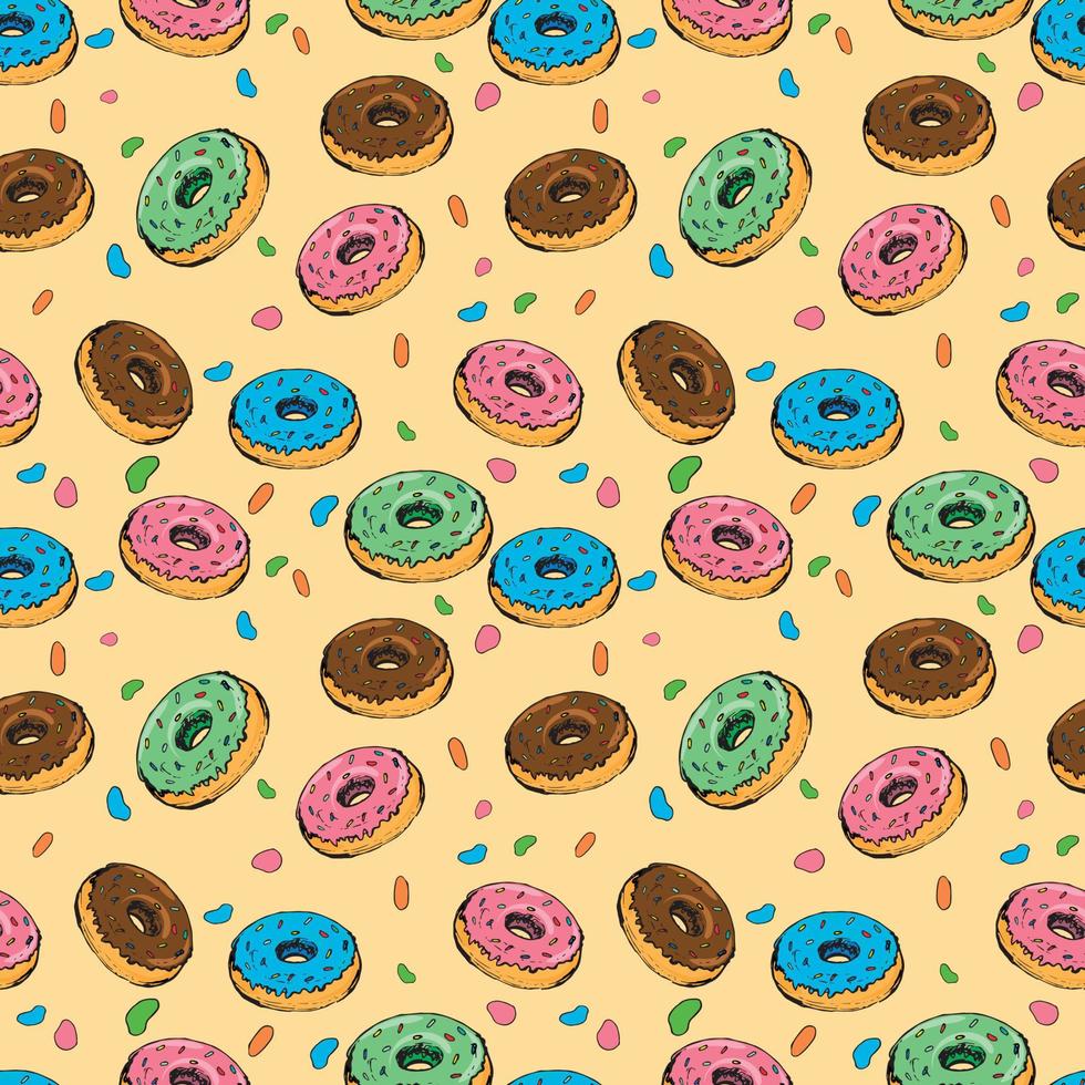 Seamless vector background with colorful donuts