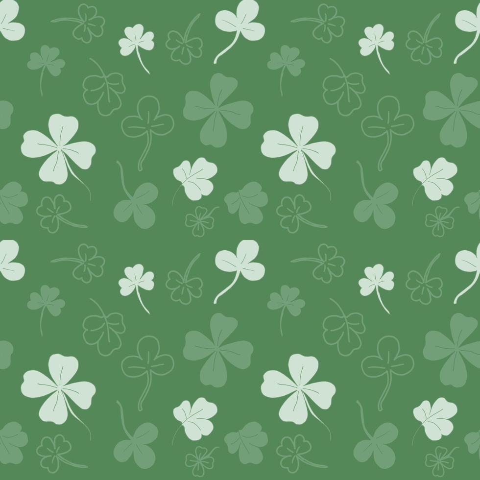Seamless pattern with clover. The leaves of the clover. The green pattern. Lots of clover leaves. Vector illustration. Stock vector.