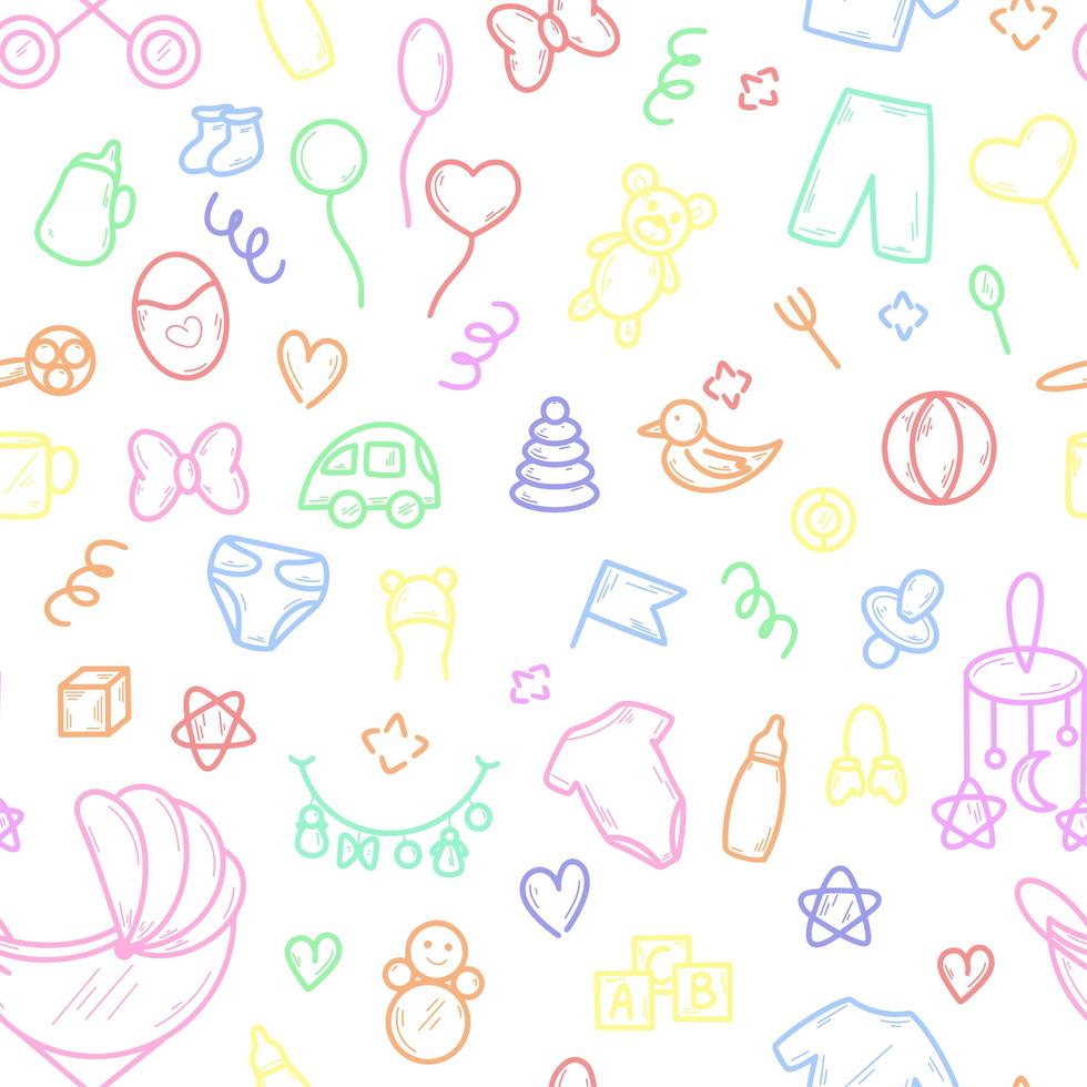 Multicolored baby shower seamless pattern vector