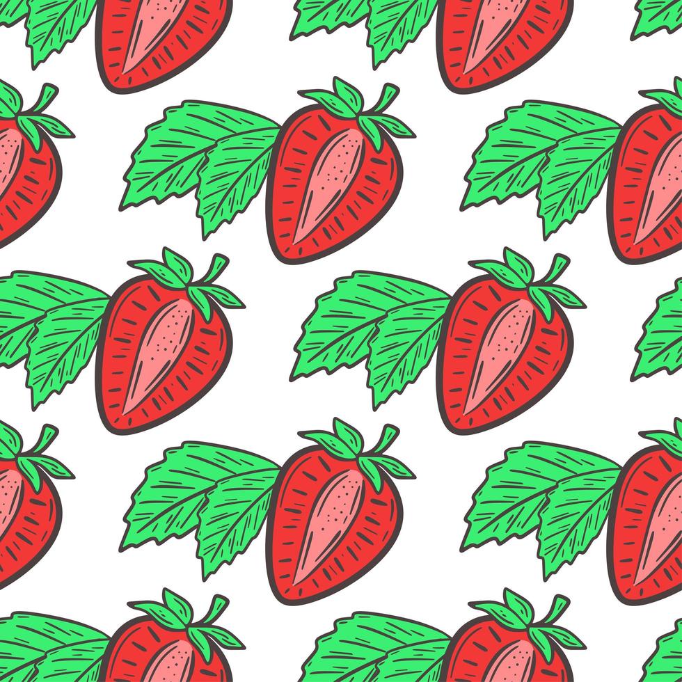 Red strawberries seamless pattern vector illustration