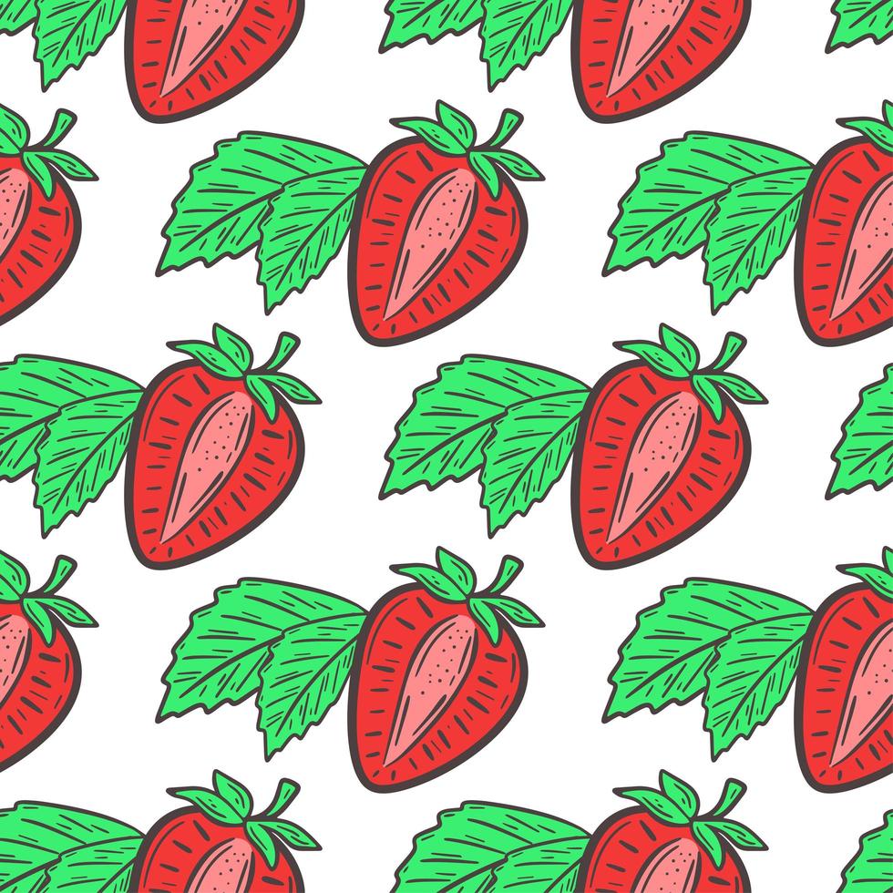 Red strawberries seamless pattern vector illustration