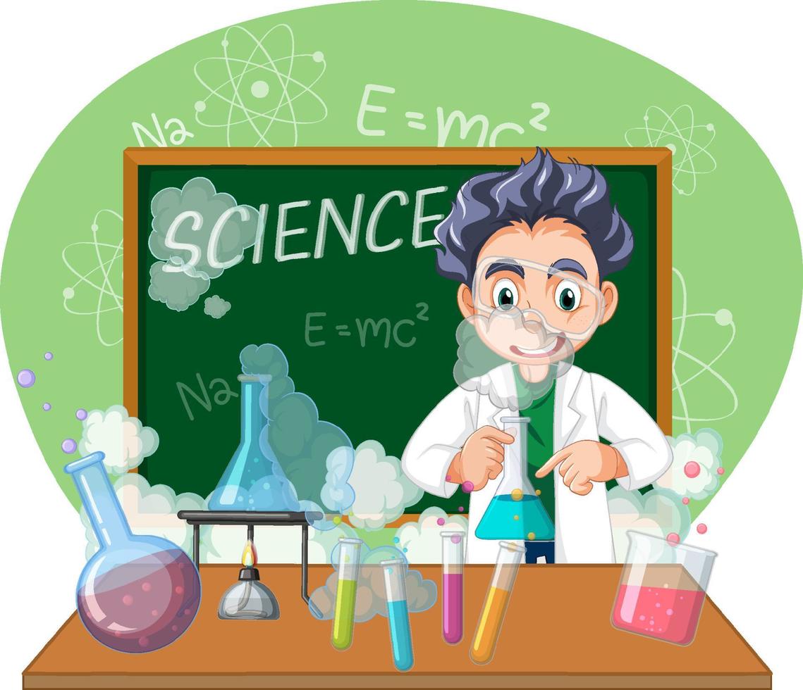 A scientist experiment in the lab on white background vector