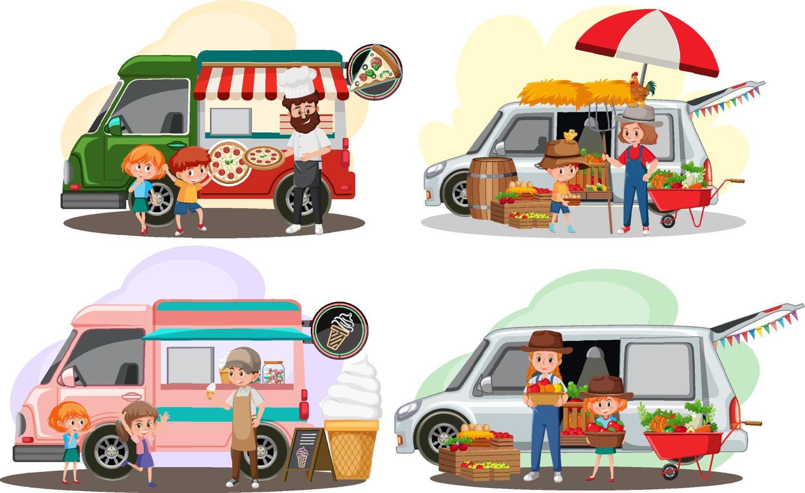 Flea market concept with set of different car boot sales vector