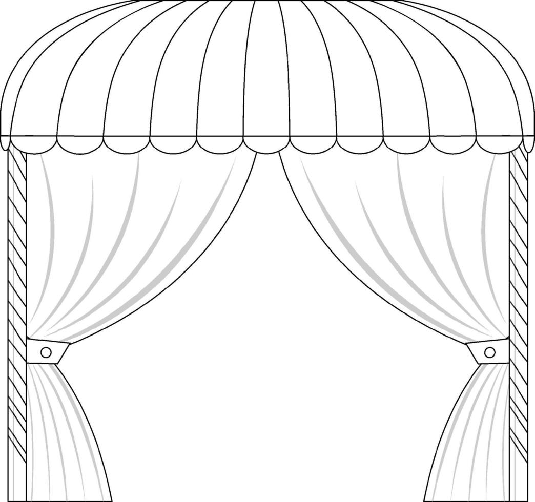 Curtain black and white doodle character vector