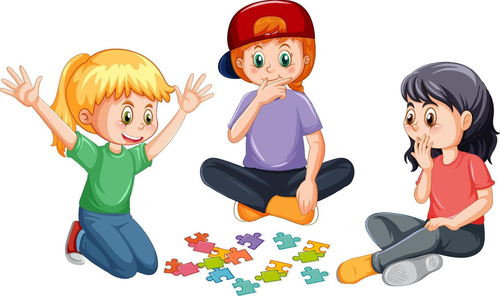 A children playing board game on white background vector