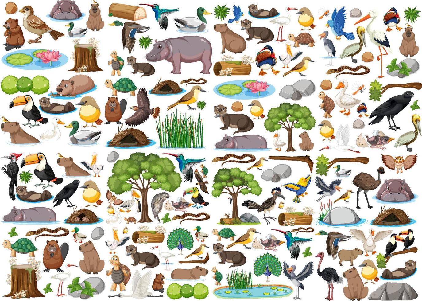 Different kinds of wild animals collection vector