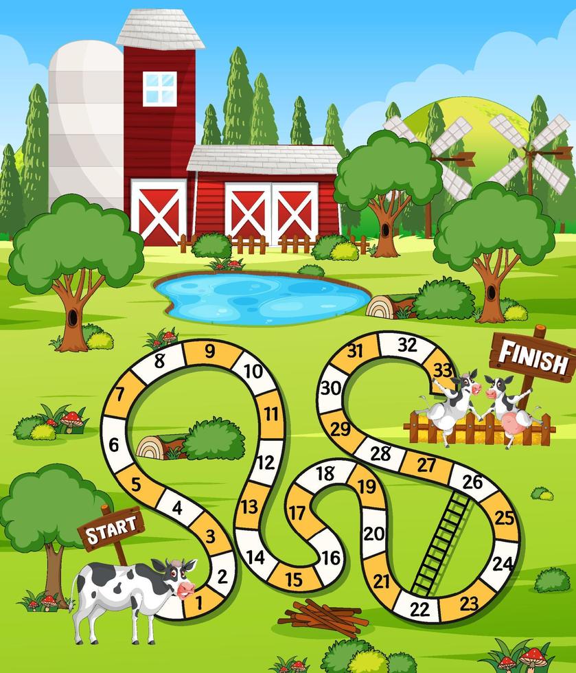 A farm boardgame template vector