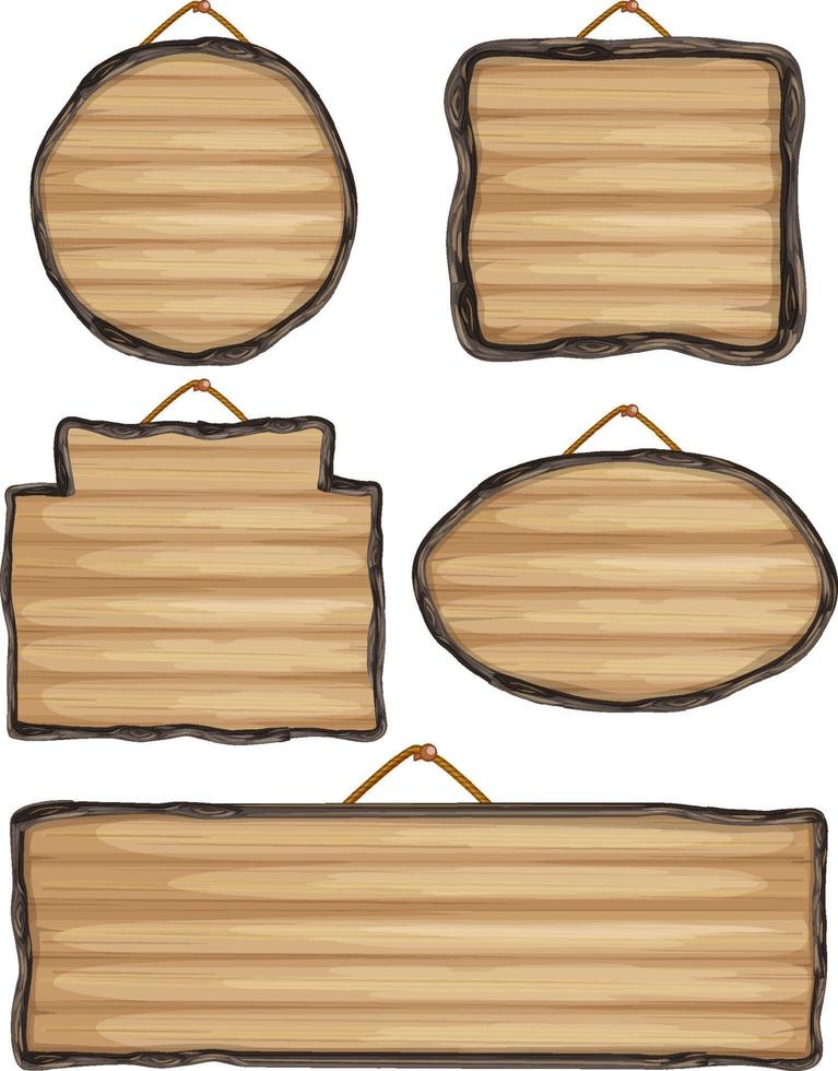 conjunto de banner de letrero de madera vector