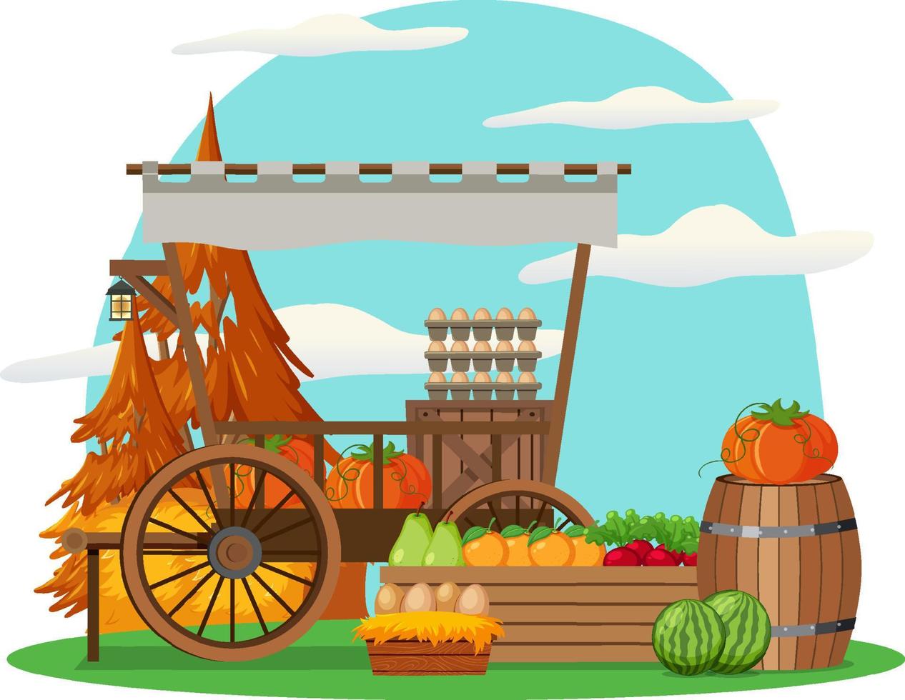 Flea market concept with fruit store vector