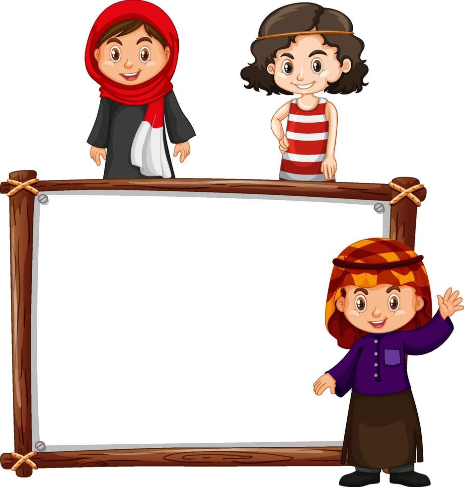 Board template with happy kids vector
