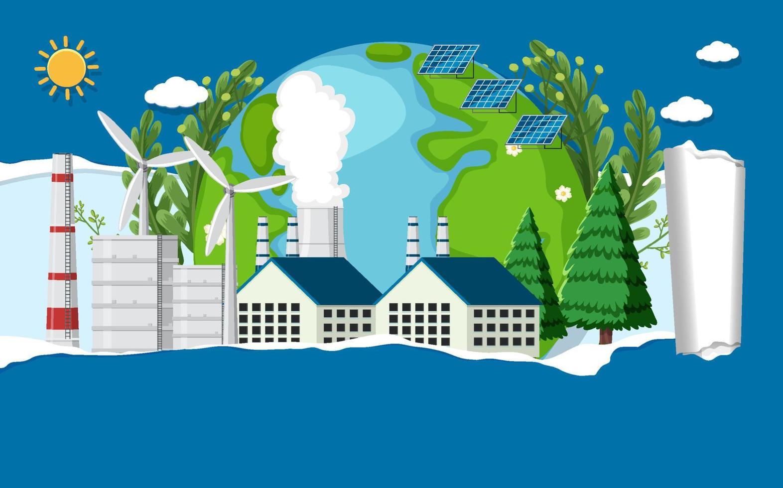 Save planet concept with industrial plant background vector
