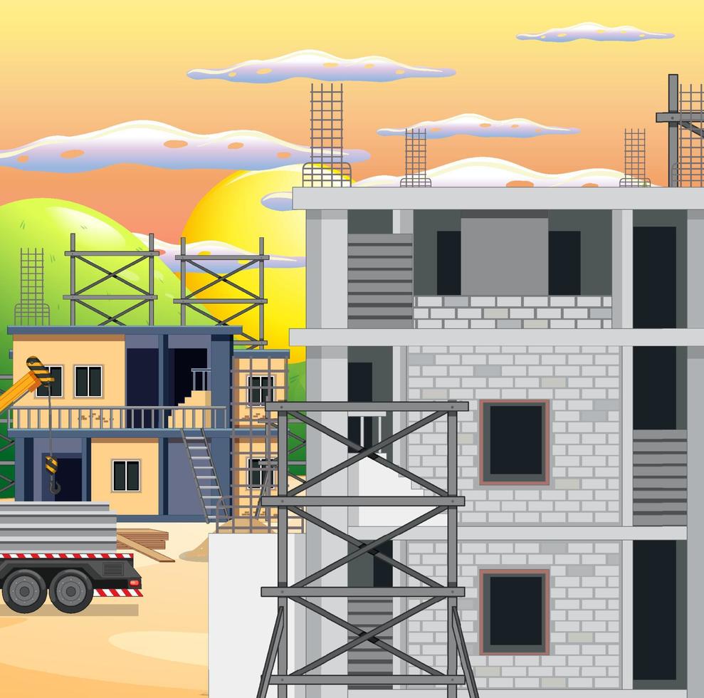 Scene of building construction site vector
