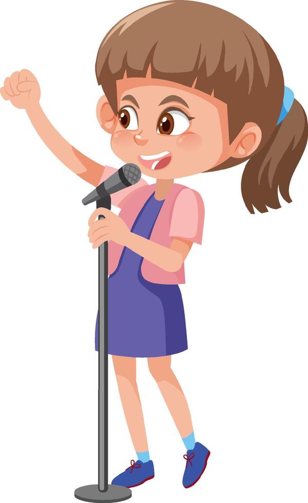 A girl singer character on white background vector