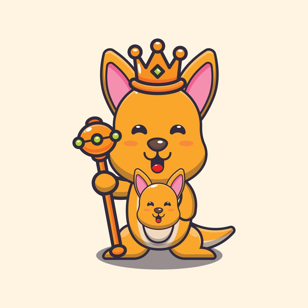 Cute kangaroo king cartoon vector illustration