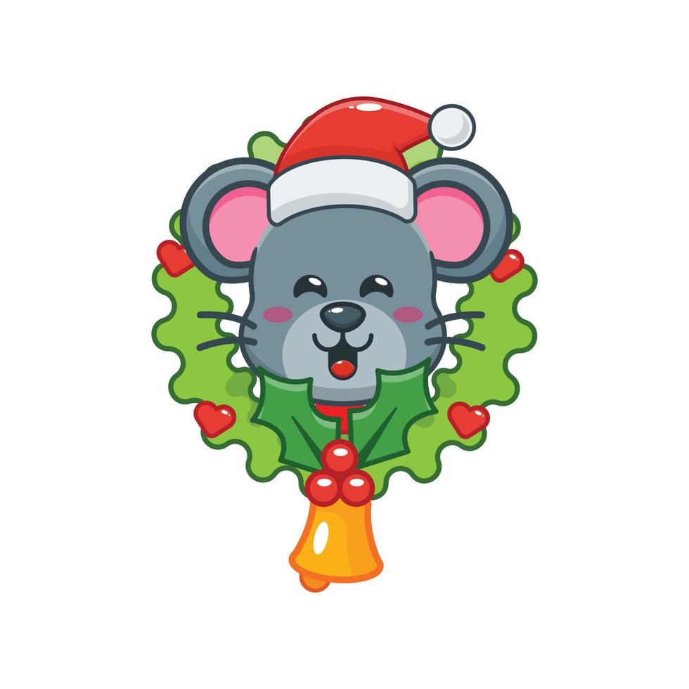 lindo personaje de dibujos animados de ratón en el día de Navidad vector